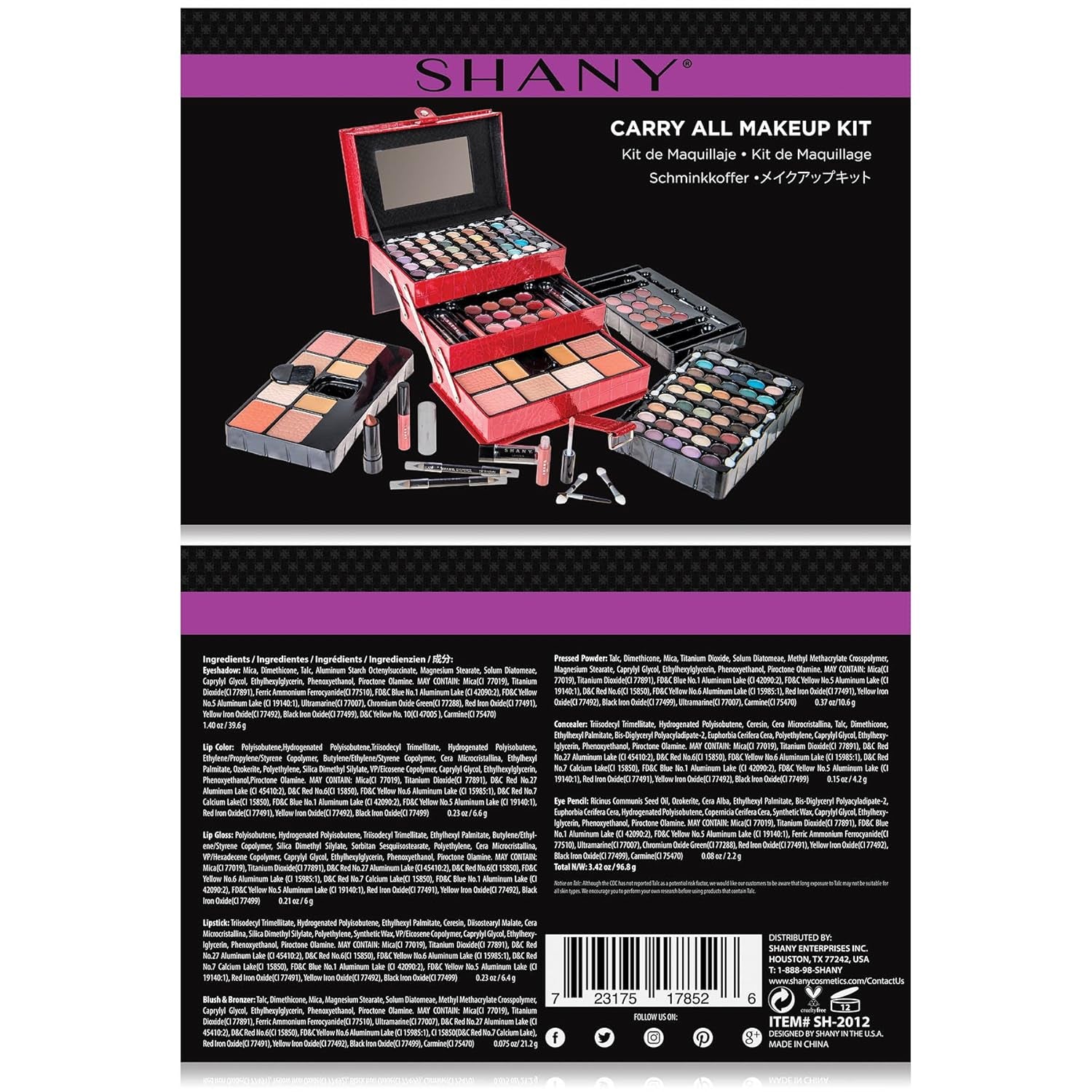 All in One Makeup Set, Eyeshadow, Blushes, Face Powder, Lipstick, Eye Liners, Make up Pencils and Cosmetics Mirror - Makeup Kit with Reusable Storage Beauty Box - Red