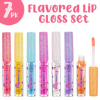 7Pc Fruity Flavored Lip Gloss Set - Lip Gloss in Assorted Fruity Flavors, Non Toxic Makeup for Kids & Teens