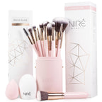 Beauty 15Piece Award Winning Pink Makeup Brushes: Pink Makeup Brush Set with Case, Makeup Sponge, Brush Cleaner, Guide, Gift Box