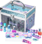 Stitch Train Case Beauty Set, Kids Makeup Kit for Girls, Real Washable Makeup Set, Play Makeup, Party Favor, Birthday, Ages 3 4 5 6 7 8 9 10 11 12 by